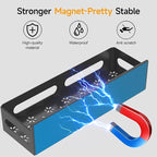 Sevenblue 2 Pack Strong Magnetic Spice Rack for Refrigerator, Multipurpose Magnetic Shelf for Fridge with 4 Hooks for kitchen and Bathroom Organization, Black