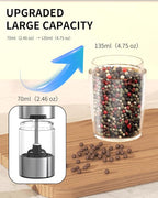 CIRCLE JOY Gravity Electric Salt and Pepper Grinder Set with 2-Speed, Rechargeable Salt and Pepper Grinder Set, Adjustable Coarseness, Whiet LED Light