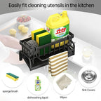 Sponge Holder for Kitchen Sink,Kitchen Sink Organizer caddy with Auto Drain Tray（Plastic）