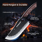 Meat Cleaver Butcher Knife Set of 17Pcs, Hand Forged Kitchen Knives Set, High Carbon Steel Chef Knife Set with bag & 6 Accessories, Boning Knives for Meat Cutting, Outdoor Cooking BBQ Camping Gift