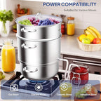 ROVSUN 8.5 Quart Juice Steamer Stainless Steel, Extractor Fruit Vegetables Juicer Steamer Pot, w/Tempered Glass Lid Clamp, Loop Handles, Ideal for Making Juice, Jelly, Pasta