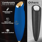 Zulay Kitchen Patented Tornado Triple Whisk Milk Frother with 4 Duracell Batteries – Handheld Foam Maker for Coffee, Lattes, Matcha & Hot Chocolate – Rich, Creamy Froth in Seconds - Navy Blue & Gold