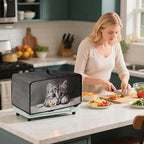 Kitten Daisy Print Toaster Oven Stain-resistant Cover for Kitchen Counter Decor, Heavy Duty Heat-resistant Microwave Oven Cover, Washable (Small-14.5 * 18.46 * 9 inches)