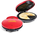 Taco Tuesday Deluxe 10-inch 6-Wedge Electric Quesadilla Maker with Extra Stuffing Latch, Red