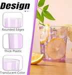 Liacere Plastic Drinking Glasses (Set of 12) 14 oz Purple Plastic Glasses Colors，Kitchen Water Glasses Cup, Bar Tumbler Glassware Set for Beer, Juice, Cocktail, Whiskey, Milk for Valentine’s Day