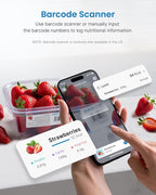 RENPHO Food Scale with Nutritional Calculator, Digital Kitchen Scale for Weight Loss, Smart Food Weight Scale with App for Macro Keto Calorie Cooking, Grams and Ounces, White, 11lb/5kg