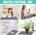 WISELIFE Coffee Mat Super Absorbent Dish Drying Mat Coffee Bar Accessories Large Drying Mats for Kitchen Counter 12" W x 19" L, Grey
