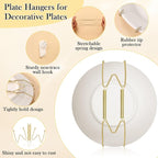 14 Pack Plate Hangers for Wall Display, 6/8/10/12 Inch Invisible Stainless Steel Plate Holders with Wall Hooks, Fit 5.5–12.5 Inch Decorative Plates, Plate Display Hangers for Home Wall Decor, Gold