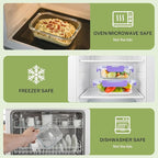 HOMBERKING 8 Pack Glass Food Storage Containers with Lids, Meal Prep Containers, Airtight Bento Boxes with Leak Proof Locking for Microwave, Oven, Freezer and Dishwasher, BPA Free, 5-35oz, purple