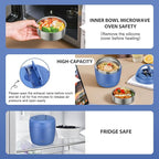 wiwens Thermo Food Jar for Hot Food Adults 32OZ Soup Thermo Lunch Containers Wide Mouth Vacuum Insulated Stainless Steel Leakproof Bento Box with Spoon (Blue)