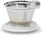 Tea Forte Double-Walled Ceramic Kati Cup, Removable Stainless Steel Infuser Basket and Lid, Steeps 12 oz Loose Leaf Tea, Dishwasher & Microwave Safe, Gifts for Mom, Hanami