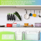 8 Pcs Storage Organizer Bins Wall Mounted Organizer Basket Plastic Cabinet Door Bins Stackable Hanging Baskets for Organizing for Wall Refrigerator Kitchen Bathroom Pantry(3.94'',Clear)