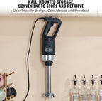 VEVOR Commercial Immersion Blender, 750W 12" Heavy Duty Hand Mixer, Variable Speed Kitchen Stick Mixer with 304 Stainless Steel Blade, Multi-Purpose Blender for Soup, Smoothie, Puree, Baby Food