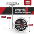 AWLKIM 2 Pack Stainless Steel Meat Thermometer, Safe Leave in Oven, 2.5-in Extra-Large Dial Food Thermometer for Cooking, Temperature Probe for Baking, Steak, Turkey - Kitchen Gadgets - Black