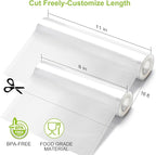 Bonsenkitchen 3 Rolls 11" x 16' + 3 Rolls 8" x 16' Vacuum Sealer Bags for Food with a Color Box, Easy to Store, Commercial Grade, BPA Free, Great for Food Storage or Sous Vide, VB22