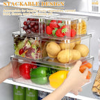 14 Pack Fridge Organizer, Stackable Refrigerator Organizer Bins with Lids PBA-Free, Clear Fridge Organizers and Storage for Kitchen, Countertops, Cabinets, Fridge, Drinks, Fruits, Vegetable, Cereals
