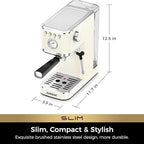 CHULUX Slim Espresso Machine with Milk Frother, 20 Bar Professional Italian Pump Espresso Coffee Machine for Home Cappuccino & Latte Maker, Stainless Steel, Creamy