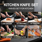 Knife Set, 6 Pieces Kitchen Knives Set with Anti-Rust Coating & Ergonomic Handles, Lightweight, Dishwasher Safe stainless steel Knife, Gift for Kitchen Enthusiasts, Family Chef(Beauty handle)