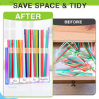 Qinyoung Acrylic Straw Holder for Cabinet Door with Double Sided Adhesive Tape Reusable Straw Organizer Tumbler Storage Kitchen Accessories Container for Counter Cupboard(Classic,Large,Iridescent)