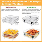 BYKITCHEN 7 Inch Air Fryer Rack Fit for Ninja Crispi/Ninja Pro 5QT/ Cosori 5QT/ Chefman 5-6QT Airfryer &More, Air Fryer Accessories, 3pcs Stackable Stainless Steel Airfryer Basket with Silicon Feet