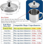 2.7Inch Stainless Steel Universal Drink Covers, Gooseneck Kettle Lid, Mini Lid for Tea Cups, Drink Cover, Coffee Mugs, Tea Cups, Beers