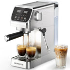Aromaster Espresso Machine 20 Bar with Milk Frother, Easy to Use Compact Espresso Maker with Touchscreen, Fast Heat 1400W for Latte & Cappuccino, Stainless Steel Coffee Machine for Home & Office