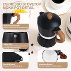 Aluminum 3 Cup 150ml Moka Pot Express Coffee Maker Stovetop Espresso Colorful Coffeemaker Italian Classic Style Brewing Greca Cafe Mocha Machine for Cafeteras Lover Camping Travel and Home Use 5oz