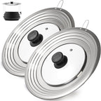 WRINGKIT 2 Pack Universal Lids for Pots Pans, Stainless Steel Replacement Frying Pan Cover with Heat Resistant Knob, Heavy Duty Skillets Cover, Fit 9, 10 Inch Cookware