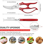 MAD SHARK Professional Heavy Duty Poultry Shears - Kitchen Shears for Spatchcocking Chicken and Meat Cutting, Multi-Purpose Kitchen Scissors for Food, Spring-loaded (Red)