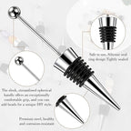 5 Packs Metal Bottle Stopper Kit, Reusable Wine Saver Corks, Stainless Steel Wine Bottle Stopper, Beadable Bottles Cap, Decorative Corkscrew for Wedding Party Bar
