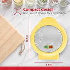 Holstein Housewares Stainless Steel 2 Section Omelet & Frittata Maker, Non Stick Coating, Easy To Clean, Indicator Lights, Compact Storage, Prepare Versatile Recipes in Minutes. 2 Portions, Yellow