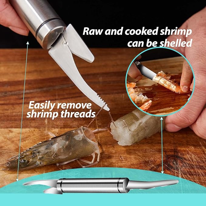 6 Shrimp Deveining Tool Stainless Steel, FRIVASTIC Shrimp Peeler Fish Scraper, Fish Scaling Tool Shrimp Cleaner, Fish Bone Tweezers Fish Cleaning Knife, Pin Bone Tweezers for Salmon Shrimp Fish