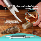 6 Shrimp Deveining Tool Stainless Steel, FRIVASTIC Shrimp Peeler Fish Scraper, Fish Scaling Tool Shrimp Cleaner, Fish Bone Tweezers Fish Cleaning Knife, Pin Bone Tweezers for Salmon Shrimp Fish