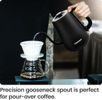 Chefman Gooseneck Electric Kettle, 0.8L Pour Over Tea Kettle for Coffee and Tea, One-Touch Operation, Boil-Dry Protection, Auto Shut-Off, Ultra-Fast Hot Water Boiler – Black