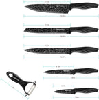 Knife Set, 6 Pieces Kitchen Knives Set with Anti-Rust Coating & Ergonomic Handles, Lightweight, Dishwasher Safe stainless steel Knife, Gift for Kitchen Enthusiasts, Family Chef(Phoenix Tail)