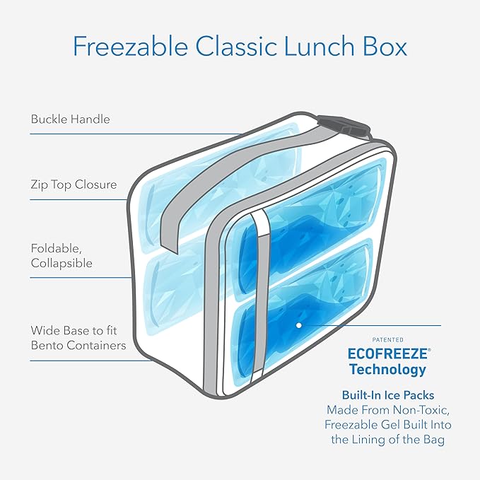 PackIt(R) Freezable Classic Lunch Box, City Charcoal, Built with EcoFreeze(R) Technology, Collapsible, Reusable, Zip Closure With Front Pocket and Buckle Handle, For Work Lunch