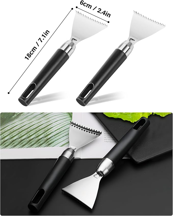 2 Pack Fish Scale Remover, 304 Stainless Steel Fish Scaler Scraping Tool, Serrated Fish Cleaning Tools,Sharp Fish Descaler Tool for Restaurant Chef and Home Cooking Seafood Tools