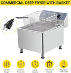 GarveeHome Commercial Deep Fryer 11 L/3.3 gal 1700W,110V|6 LB Basket with 304 Stainless Steel & Rapid Heating System | Splash Guard Lid for Restaurant, Food Truck, Home Kitchen