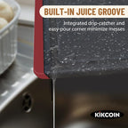 Kikcoin Plastic Cutting Boards for Kitchen, 3-Piece Large Cutting Board Set Dishwasher Safe Chopping Boards with Non-slip Feet and Juice Grooves, Red