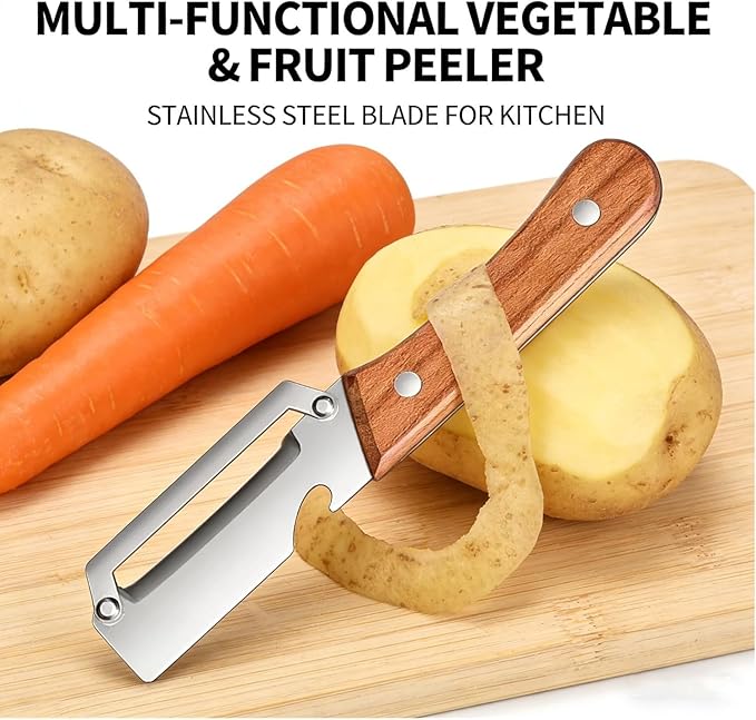 Multifunctional Vegetable Peeler, 2026 Upgrade Fruit and Vegetable Peeler, 2 Pack 2 in 1 Multi-functional Peeler Stainless Steel Vegetables Peelers Potato Peeler Carrot Grater Fruit Tools Kit