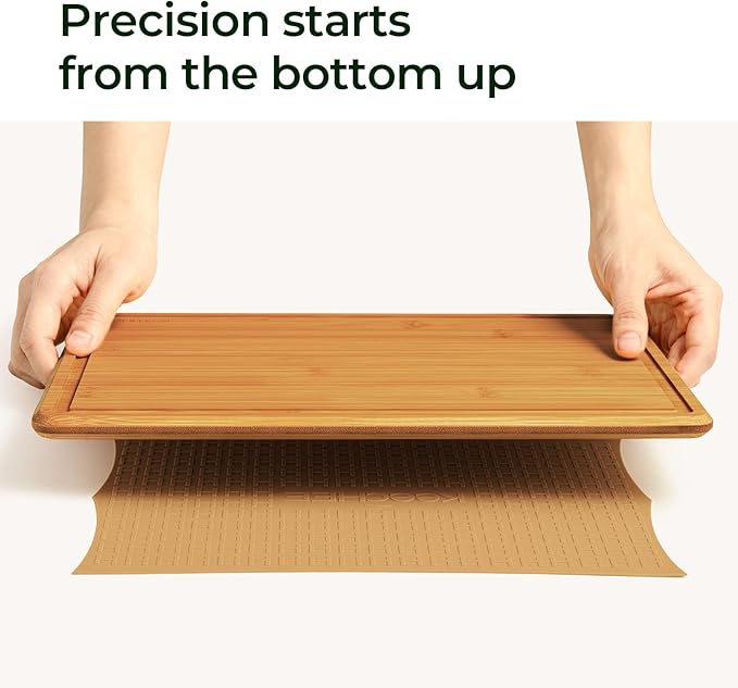 Keechee Bamboo Cutting Board with Non-slip Mat, Cutting Boards for Kitchen Meal Prep & Serving - Wood Serving Board Sets with Deep Juice Groove Ideal Kitchen Gifts