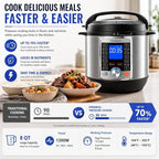 KINGBULL 14-in-1 Electric Pressure Cooker 8 Quart, Stainless Steel Multi Cooker with LCD Display and Knob Control, Slow Cooker, Rice Cooker, Steamer, Sauté, Yogurt Maker, Warmer, DIY Mode