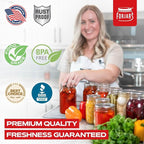 FORJARS - Wide Mouth Canning Lids, 100-Pack – Create Airtight Seals on Mason Jars to Preserve Food for Meal Prep & Emergency Food Storage – 3.4 In. Metal Lids with Silicone Seals – Canning Supplies