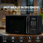 0.7 Cu Ft Microwave Countertop Small with Digital Display, 700 watt Microwave Black has 10 Power Levels & Auto Defrost Function Mini Microwave Oven Compact With Child Lock For Dorm, Home, Office