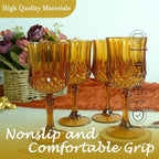 Plastic Wine Glasses, Plastic Goblets Vintage Style Cordial Unbreakable Drinking Glasses, Reusable Drinkware for Wedding Reception, Grand Event Party Supplies (100, Amber)