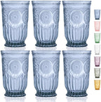Yungala Blue Highball Glasses Set of 6 Tall Drinking Glasses 10 oz