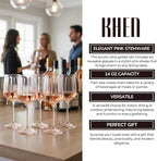 Khen Acrylic Lucia Stemmed Goblets - Unbreakable Wine Glasses Reusable Drinking Cups Dishwasher Safe Elegant Stemware for Cocktail Champagne | Kitchen Bar Party | Set of 6 |14oz | Pink