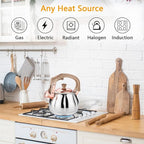 Stainless Steel Tea Kettle for Stove Top Teakettles Stovetop Whistling with Heat Proof Ergonomic Handle 2.5 Quart