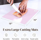 Cooler Kitchen Extra Thick Pastel Flexible Plastic Cutting Board Mats with Food Icons & EZ-Grip Waffle Back, (Set of 6) Dishwasher Safe. Cutting Boards for Kitchen, Cutting Mat, Plastic Cutting Boards
