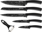 Knife Set, 6 Pieces Kitchen Knives Set with Anti-Rust Coating & Ergonomic Handles, Lightweight, Dishwasher Safe stainless steel Knife, Gift for Kitchen Enthusiasts, Family Chef(Bend)
